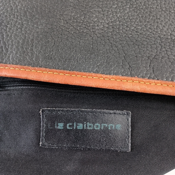 Vintage Liz Claiborne Black Pebbled Leather Large Crossbody - Picture 12 of 12